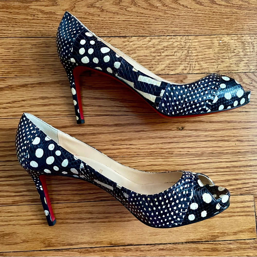 Christian Louboutin Blue and White High Heels